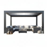 Abri de barbecue moderne incurvé 24x15m avec structure métallique, couverture imperméable pour patio, jardin, gazebo de jardin, terrasse