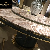 Table à manger ronde pivotante de luxe moderne sur mesure, 6 places, 1,8 m, avec plateau en marbre et plateau tournant Lazy Susan, pour salle à manger de villa