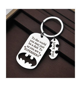 दुनिया के लिए स्टेनलेस स्टील कीचेन आप हमारे लिए एक पिता हो सकते हैं आप हमारे लिए एक सुपरहीरो कीचेन कुंजी रिंग हैं - Product Image 2