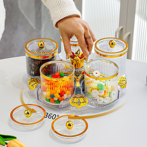 Ensemble de pots à épices rotatifs, 5 pots, ambre transparent, récipients de stockage hermétiques, organisateur d'épices de cuisine, résistant à l'humidité, avec métal - Product Image 2