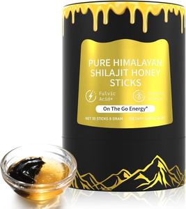 Stock entrepôt US – Expédition directe – Bâtonnets de Shilajit pur de l'Himalaya avec <span class=keywords><strong>miel</strong></span> biologique et safran, Shilajit facile à consommer, 30 bâtonnets - Product Image 1