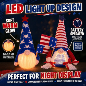 Décorations <span class=keywords><strong>de</strong></span> gnomes patriotiques <span class=keywords><strong>du</strong></span> <span class=keywords><strong>4</strong></span> juillet à LED, très populaires, en peluche tricotée, écologiques, ornements <span class=keywords><strong>du</strong></span> Jour <span class=keywords><strong>de</strong></span> l'Indépendance, étoiles USA - Product Image 2
