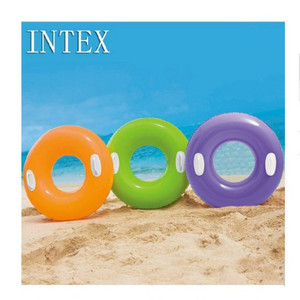 Intex Swim Ring 76 Cm Thickened <b>Inflatable</b> Solid Color With Handles For Adults And Children - Product Image 1