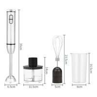 Mixeur Électrique Portable 4-en-1 de 1000W pour Aliments et Légumes, 4 Lames, Utilisation Domestique, Mélangeur Manuel pour Cuisine, Rapide, Facile à Nettoyer