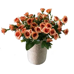 最低批发价人造植物玫瑰花25头芽花束仪式派对人造花玫瑰25头
