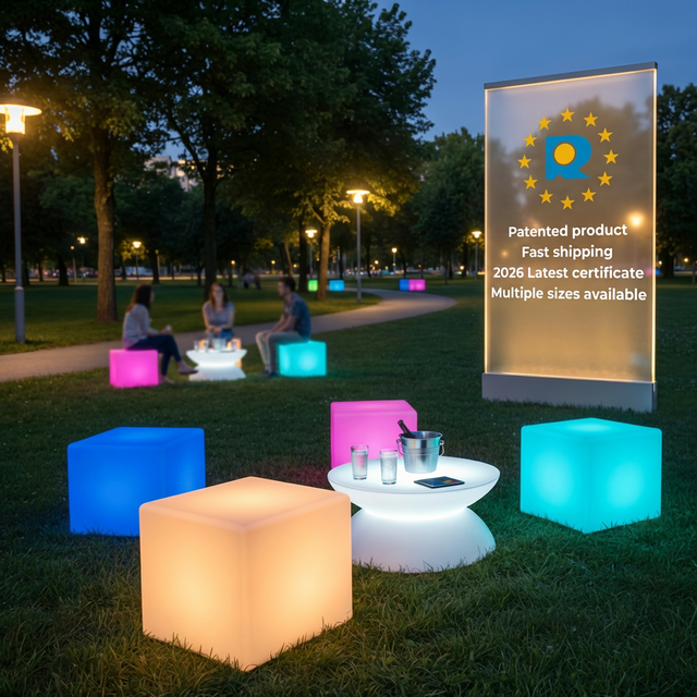 40cm LED Glow Cube Chair 16-Color Changing Waterproof LED Cube Seat for Event Rental Bar Hotel Wedding & Outdoor Decoration