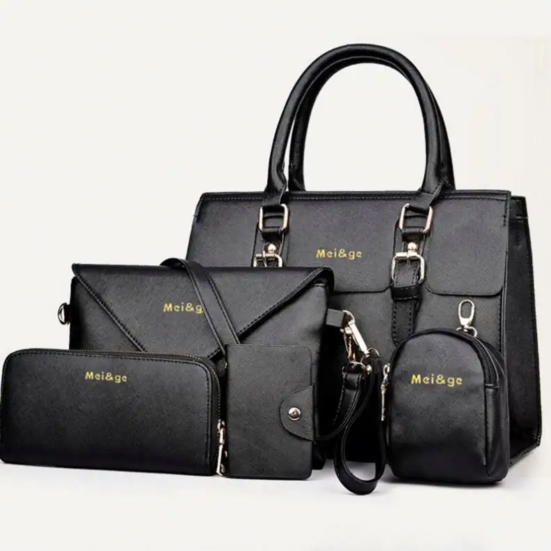 Fashion Vintage Style Large Capacity Five Pieces Set Multi-function PU ladies hand bags handbags set