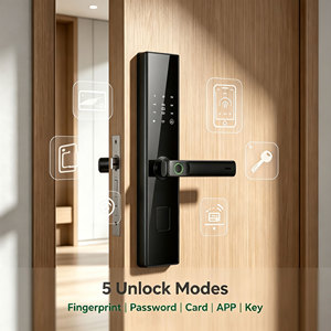 Glomarket Apartment Tuya WiFi Smart Handle <b>Lock</b> Biometric Fingerprint Keypad <b>Lock</b> APP Remote Access Home Security <b>Lock</b> - Product Image 4