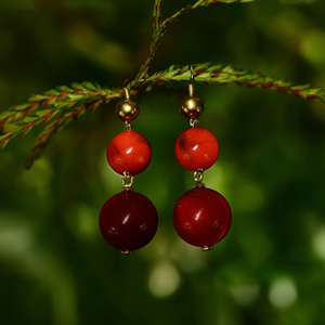 Fashion Dangle <b>Earrings</b> <b>Red</b> Beaded Gold Plated 316L Stainless Steel Sustainable Resistant - Product Image 3
