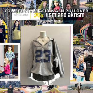 Pull en molleton tricoté doux et respirant pour femme, style universitaire personnalisé, streetwear, avec fermeture éclair quart de tour, numéro 23 brodé en 3D sur le devant - Product Image 2