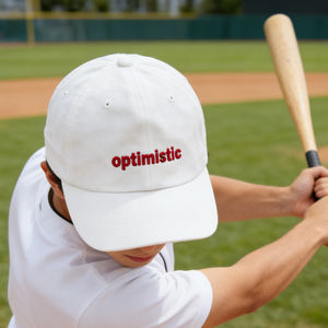 Casquette de baseball en coton à 6 panneaux avec broderie « optimiste » – Chapeau de soleil léger et décontracté pour le quotidien et les sports de plein air - Product Image 6