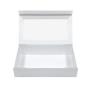 Custom Flip Folding Magnetic Closure Cover Cosmetic Packaging <b>Black</b> <b>Gift</b> <b>Box</b> With Clear Window - Product Image 1