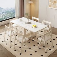 Ensemble de salle à manger pliable et extensible en bois couleur crème, design moderne pour les petites maisons, meubles de salle à manger rectangulaires gain de place