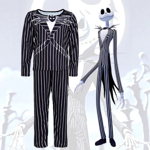 Ensemble de costume Manyusha Jack Skellington pour enfants, tenue de fête d'Halloween, costume rayé pour filles, personnage de film TV - Product Image 1