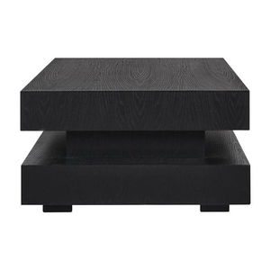 European Style Living Room Furniture Hamburger Tea <b>Table</b> Black Natural Wood Coffee <b>Table</b> - Product Image 3