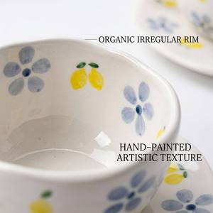 Set Tazza <span class=keywords><strong>da</strong></span> <span class=keywords><strong>Caffè</strong></span> e Tè con Piattino in Ceramica Irregolare Fatta a Mano Stile Retrò Giapponese con Motivo Stampato Unico - Product Image 5