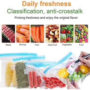 BPA-free vacuum zipper bags with air valves, reusable <b>plastic</b> sandwich freezer vacuum bags for <b>kitchen</b> food storage. - Product Image 3