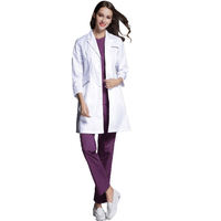Batas de Laboratorio Antiestáticas de Poliéster/Algodón para Mujer, Uniformes Médicos para Hospital y Salón de Belleza, con Impresión de Logotipo Personalizado, Venta al Por Mayor