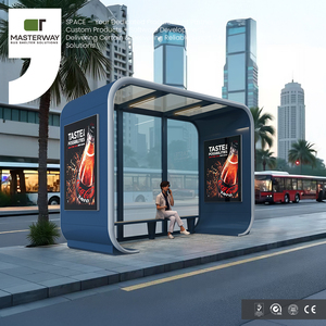 Abri extérieur d'autobus de cadre incurvé avec le <span class=keywords><strong>panneau</strong></span> et l'allocation des places publicitaires intégrés - Product Image 3