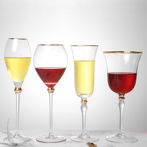 <span class=keywords><strong>Verre</strong></span> à <span class=keywords><strong>vin</strong></span> à tige transparente, 1 pièce, vintage, bord <span class=keywords><strong>doré</strong></span> - Product Image 5