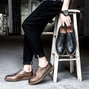 Chaussures Derby Brogue Haut de Gamme en Cuir Pleine Fleur pour Hommes, Imperméables, Respirantes, à Lacets, Imprimées au Laser, Semelle Souple en Caoutchouc, Idéales pour le Bureau et la Carrière - Product Image 2