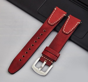 Correa de reloj de cuero genuino de piel de vaca con costura Retro profesional 18mm 20mm 22mm para reloj inteligente banda Universal rápida - Product Image 4