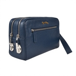 Portefeuille élégant en cuir véritable Handee, modèle B, avec 2 poches et fermeture à glissière, pour un usage quotidien et pour les soirées - Product Image 1