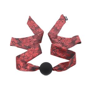 Chinesischer Stil Roter Druck Silikon Sphärischer Mund Ball Tie-On Mund knebel Weiblich Oral Bondage Sexspielzeug - Product Image 3