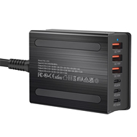 Station de charge portable 200W USB-C 6 ports Hub 3c3a Chargeur PD pour téléphones mobiles Tablettes Charge rapide 100W 30W Sortie 5V/3A