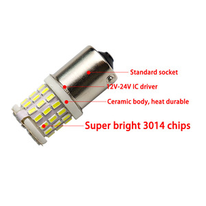 1156 BA15S <span class=keywords><strong>P21W</strong></span> BAU15S PY21W 1157 BAY15D ceramica 57 SMD 3014 <span class=keywords><strong>LED</strong></span> 0.33A Auto segnale di girata del freno drl luci di arresto lampadine 12 V-20 V - Product Image 6