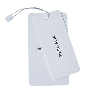 Étiquette suspendue rectangulaire en papier blanc Meng Hao avec logo personnalisé estampé pour vêtements et chaussures en gros - Product Image 2