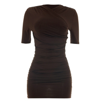 Viviblook Y26DS080 Robes d'été décontractées pour femmes Nouvelle robe moulante plissée à manches courtes pour femmes