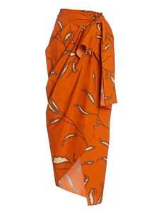 JSN9203860 Maillot de bain une pièce imprimé à volants orange et couverture taille haute col en V Sexy Slim Backless Bikini dames été plage - Product Image 4