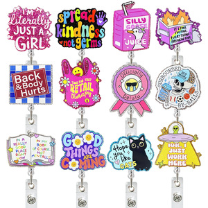 Accesorio de Acrílico con Purpurina de Estilo Moderno con Tema Médico Rosa para Portacredenciales, Accesorios para Enfermeras - Product Image 1