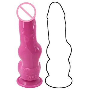 FAAK 20.8cm 8 "4.1cm büyük silikon gerçekçi köpek kurt yapay penis gerçekçi silikon anal popo fiş seks oyuncakları hayvan yapay penis kadınlar için