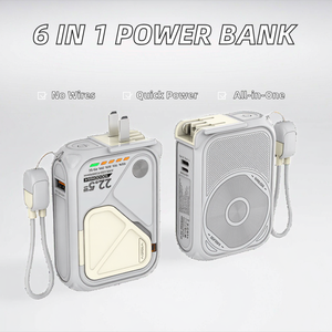 Batterie externe multifonction 6-en-1 haute capacité 10000 mAh 22,5 W PD QC3.0 à charge rapide, chargeur de voyage avec entrée AC Type-C et câble intégré - Product Image 2