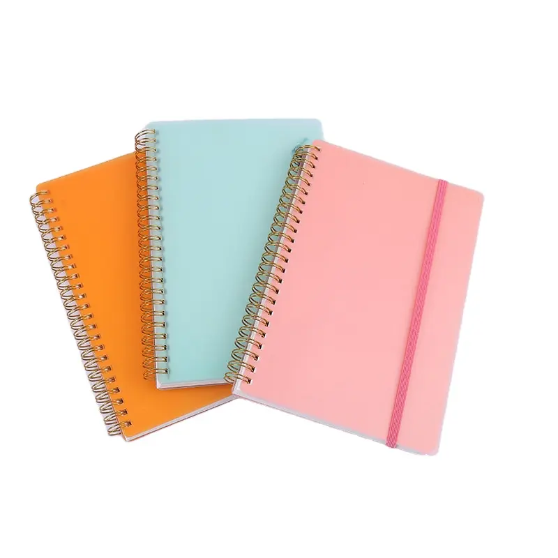 Office stationery suppliers Custom Plastic Cover Spiral Notebook Journal A5 Grid Inside Paper Notepad