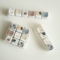 Cute Cat Keyboard Fidget Toy Crisp Sound,Stress Relief Fidget Clicker Keychain Creative Keycap Button