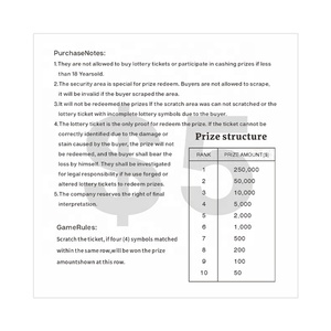 Fournisseur OEM/ODM de billets de loterie personnalisés avec impression numérique - Product Image 3