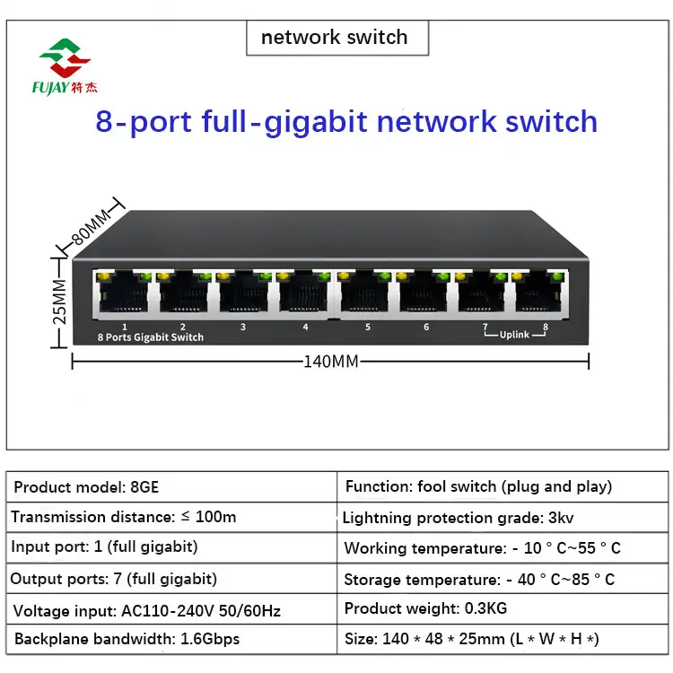 Sakelar Jaringan Gigabit 5-Port 8-Port 16-Port Webcam Khusus 24-Port Mengadopsi Chip Pengalih Ethernet Berkecepatan Tinggi Terbaru