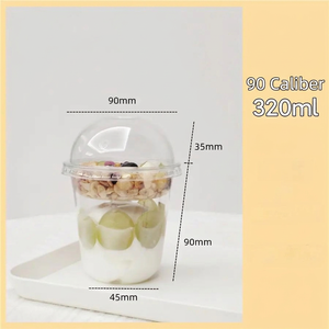 Clear <b>Plastic</b> Parfait <b>Cups</b> with Insert 3.25oz & Dome Lids No Hole (20 Sets) Yogurt Fruit Parfait <b>Cups</b> Take Away Breakfast - Product Image 4