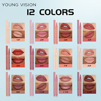 YOUNG VISION Vegan Mat Liquide Lip Liner Crayon Forme Éponge Gourde Tête Minérale Nude Couleur Étanche Brillant À Lèvres Rouge À Lèvres Stylo