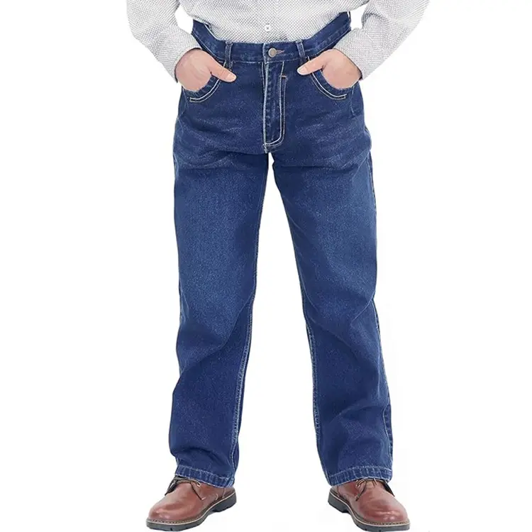Calça jeans para homens, roupa FR resistente a chamas, resistente ao fogo de 14 onças, jeans FR pré-lavado resistente a incêndio