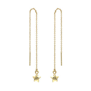 Pendientes elegantes de enhebrador de cadena larga, Pendientes colgantes chapados en oro de 18 quilates, joyería de gota para mujer - Product Image 1