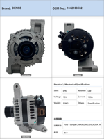 Alternateur de voiture pour Ford Europe C-MAX DM2 Eng AODA AODB AODE SYDA 2.0 107kw 2007 à 2010 AODA AODB AODE 1042103532