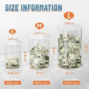 Hucha de acrílico transparente pequeña para niños, estante de exhibición de tarro de ahorro sin abrir, tamaño de categoría 5,9 "H X 3,55" de diámetro - Product Image 2