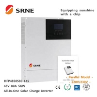 SRNE 48v 380V 10kw 20kw 30kw Onduleur solaire hybride à phase divisée Système solaire pour panneaux solaires