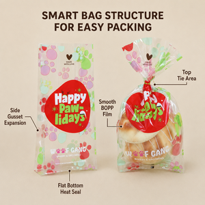 Sacs à bonbons LESI en BOPP transparent de qualité <span class=keywords><strong>alimentaire</strong></span>, durables, thermoscellables, imprimés en héliogravure avec soufflet latéral - Product Image 2