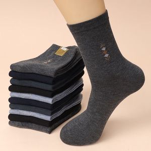 Men's Knee High <b>Socks</b> Polyester Fiber Sweat Absorbent Regular Style For Middle Aged Casual Business Use - Product Image 2