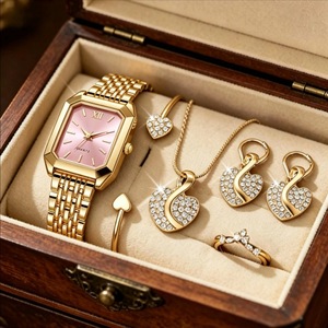 High Quality <b>Cheap</b> Round Pointer Women's Wrist Rhinestone 5-piece Set Silver Diamond Jewelry Women's Quartz Casual <b>Watch</b> - Product Image 6